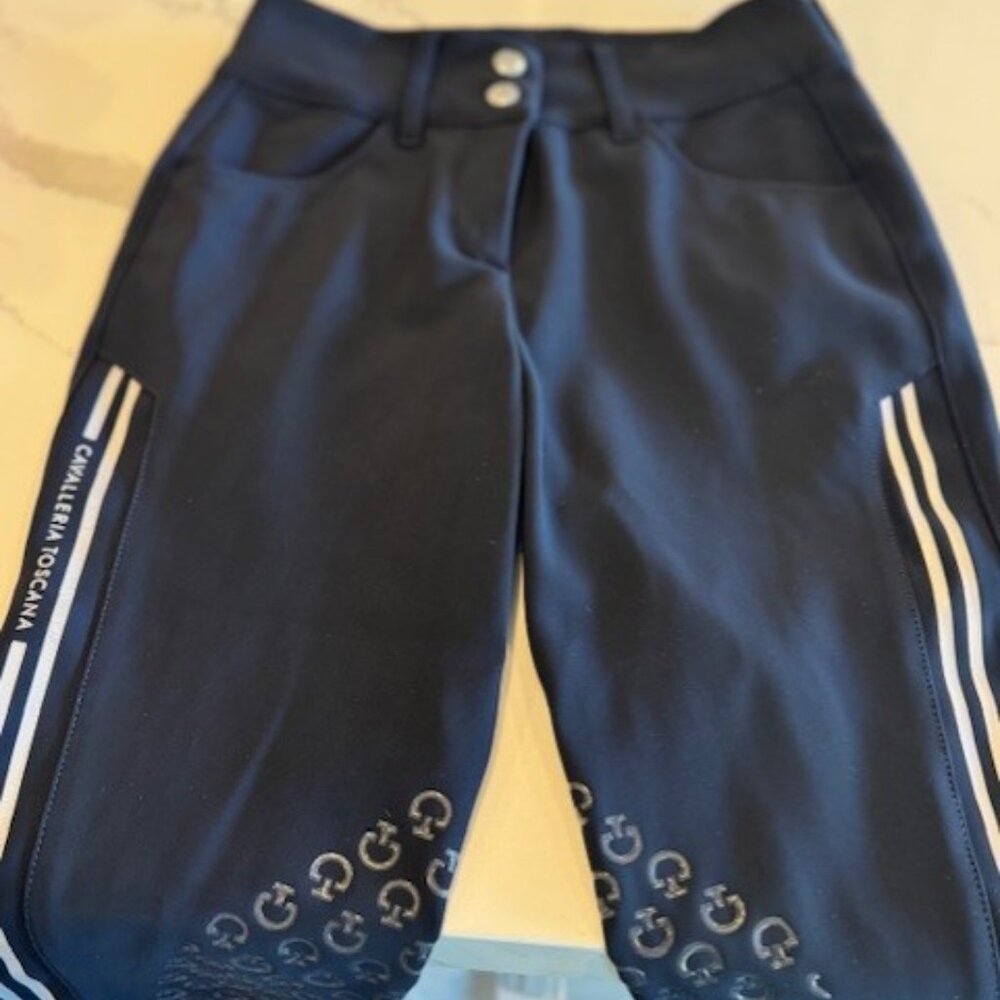 Cavalleria Toscana Navy Blue Silicone Knee Grip Breeches Women's US 6/IT 38/34FR
